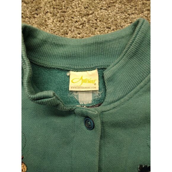 VTG Wild Birds Sweatshirt Women XL No Size Tag Artisans Chickadee Nuthatch Jay - Picture 4 of 13